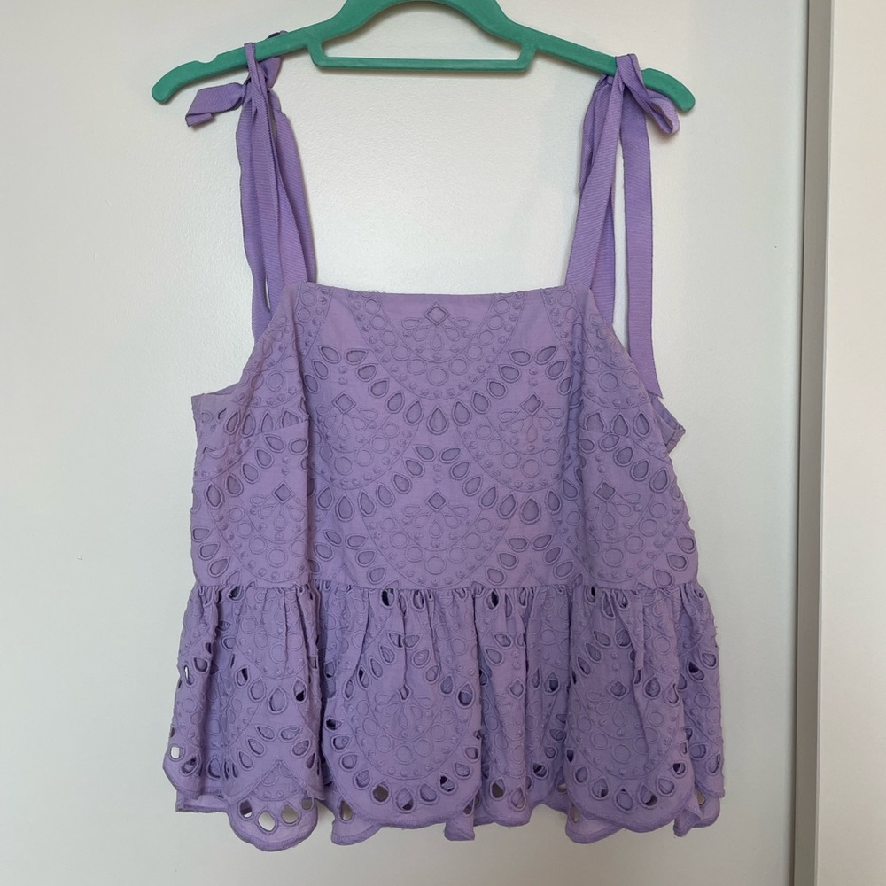 Lilac Eyelet Peplum Top
